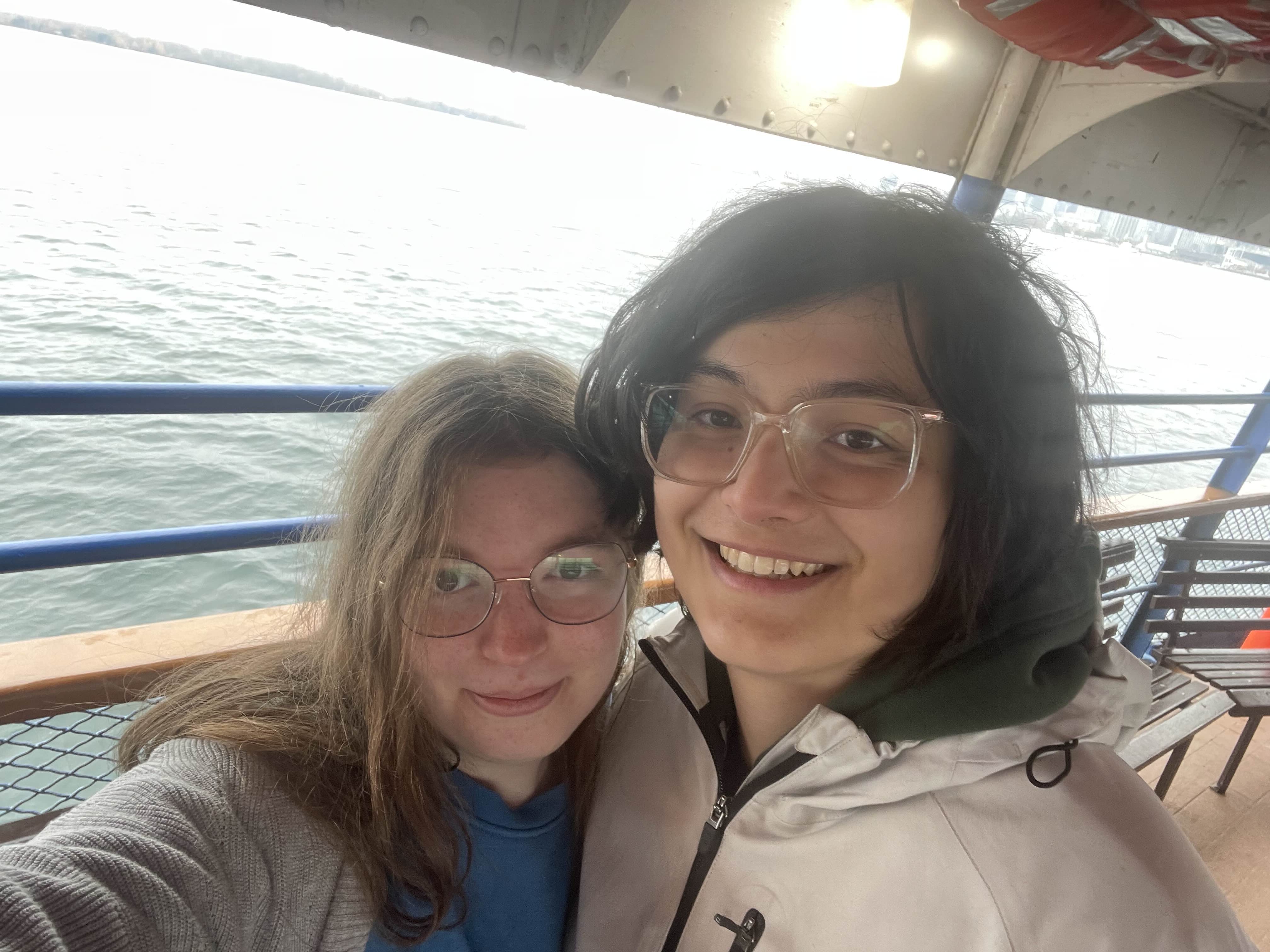 A picture of me and Dakota on a ferry.